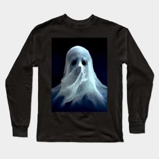 Halloween Ghost 5: "Ghosts Are Real" Haunting Spirit on a Dark Background Long Sleeve T-Shirt